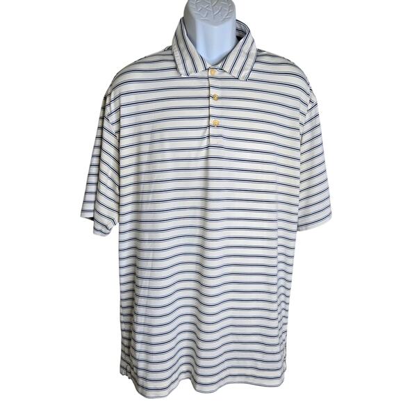 Nike Golf Mens Polo Shirt Large Striped Fit Dry Blue White Stretch Grandpacore - Picture 1 of 6